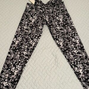 Floral Black and White Leggings